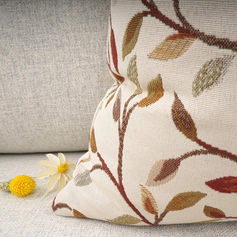 YOUR SMILE Classical Embroidery Jacquard Beige Leaf Pattern Square Decorative Throw Pillow Case Cushion Cover 18 x 18 inch...