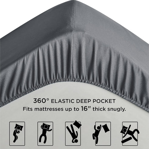 Bedsure Fitted Sheet Queen Size Only - Brushed Microfiber Bed Sheets, Ultra Soft & Breathable, Fade Resistant & Easy Care (Grey, 60x80+16 Inches, ...