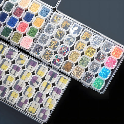Guyuyii 2 pk 28 Grids Diamond Art Storage - Plastic Diamond Art Containers - Diamond Art Organizer for Embroidery, DIY Art Craft, Jewelry, Earring...