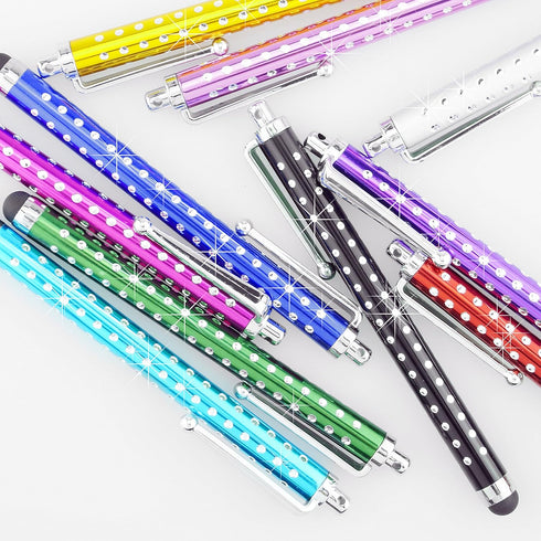 Eco-Fused 10 Pack Bling Metal Stylus Pens - Universal - Compatible with All Capacitive Touchscreen Devices - for iPad, iPhone, Samsung Phones and ...