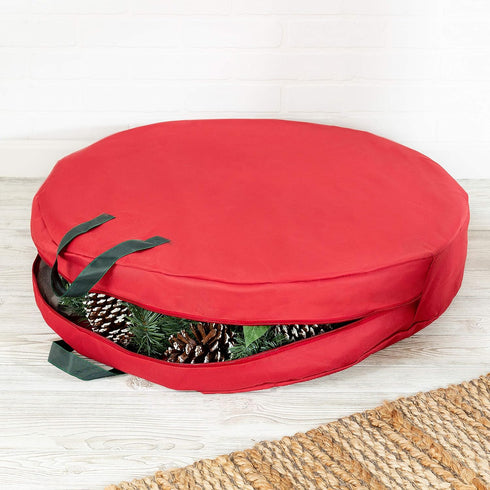 Honey-Can-Do 30-Inch Holiday Wreath Storage with Handles, Red SFT-01596 Red...