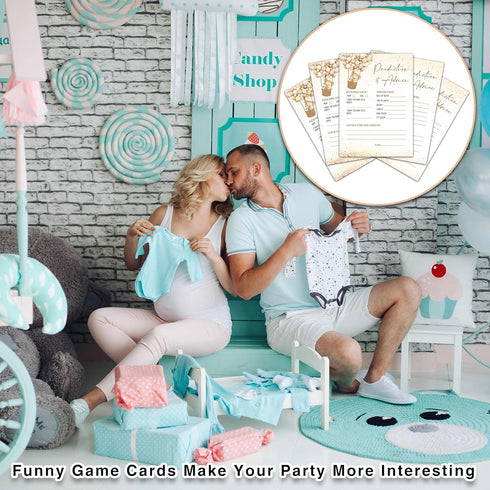 Baby Shower Party Game, Bear Baby Predictions and Advice Cards, 25 Sets Baby Gender Reveal Party Game Supplies Favors - B01...