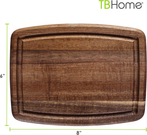 Acacia Wood Cutting Board with Juice Groove, Small Wooden Cutting Board for Kitchen, 8" x 6" x 5/8"...