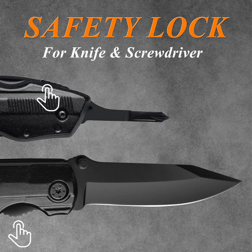 RoverTac Pocket Knife Wire Stripper Multitool Folding Knife with 9-Pack Screwdriver Bit Set Bottle & Can Opener Liner Lock Durable Sheath Unique G...
