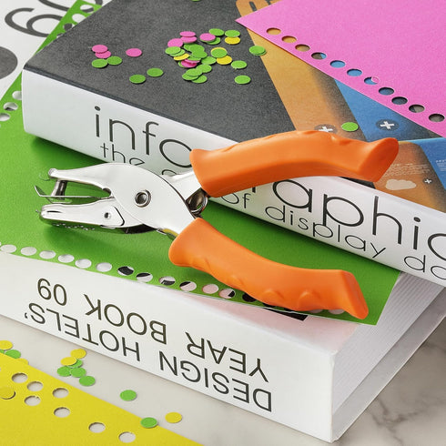 Single Hole Punch, HIA 1/4”Hole Puncher, Metal One Hole Puncher for Crafts with Ergonomic Silicone Handle, Paper Punch for Kids and Adults (Stylis...