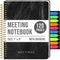 Meeting Notebook with Removable Dividers, Gold Spiral, Hard Cover, Action Items, Back Pocket, 120 Pages...