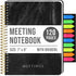 Meeting Notebook with Removable Dividers, Gold Spiral, Hard Cover, Action Items, Back Pocket, 120 Pages...
