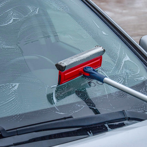 DSV Standard Professional Window Squeegee | 2-in-1 Window Cleaner Sponge and Soft Rubber Strip With Telescopic Extension Pole 20" - 30"(50cm-76cm)...