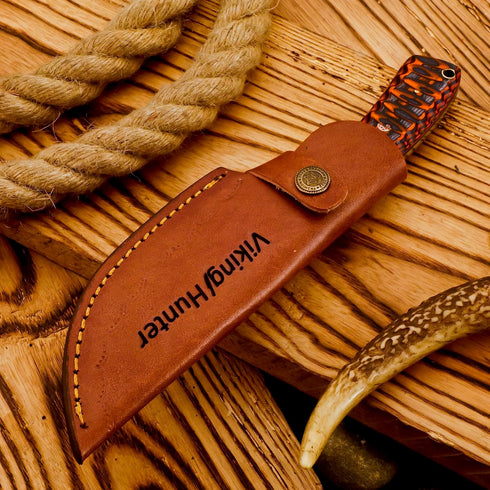 Predator 9" Damascus Steel Fixed Blade Hunting Knives Skinning Knife For Outdoor Camping Skinner Bushcraft Knives with Ergonomic EDC Exotic Wood H...