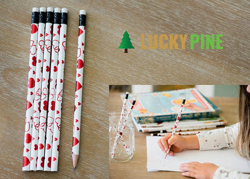 Heart Pencils, Valentine Pencils (24 pencil set) (White)...
