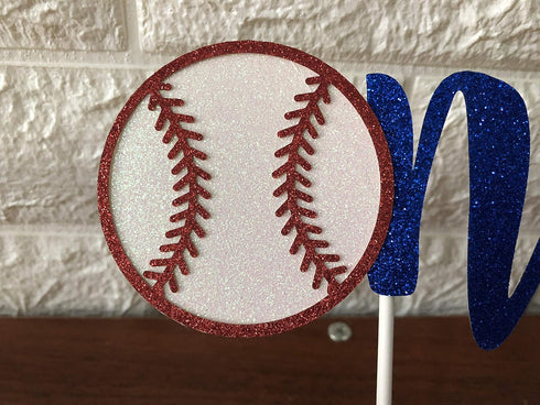 Red and Blue Baseball Cake Topper One Rookie of The Year 1st Birthday Cake Topper One Baseball Cake Topper 1st Birthday Boy for Baseball Theme 1st...