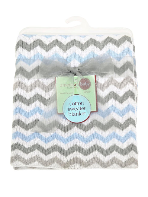 American Baby Company 100% Natural Cotton Sweater Knit Swaddle Blanket, Blue, Soft Breathable, for Boys and Girls...