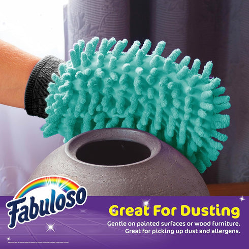 Fabuloso Microfiber Cleaning Mitt, 3 Pack, Teal | Lint-Free, Scratch-Free Cleaning Glove for Surfaces and Furniture | Microfiber Dustless Hand Clo...