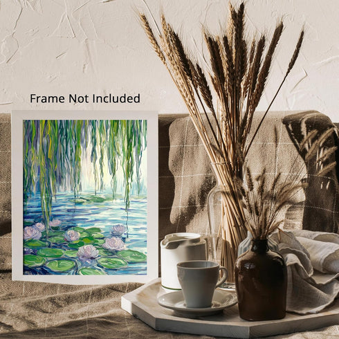 Posterizer 1 pcs-oil painting style-ethereal water lily pont-classics inspired 2-Landscape & Nature Art-Vintage Art-Gift for Art Lovers- unframed ...