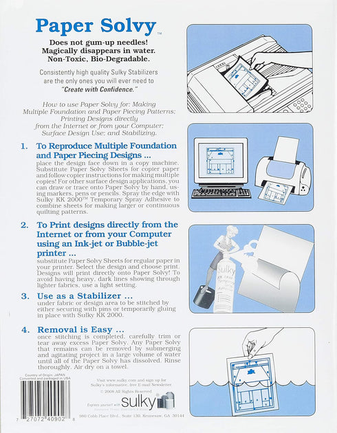 Sulky 409-02 Paper Solvy Water Soluble Fabric Stabilizer, 8-1/2 by 11-Inch, 12 Per Package...