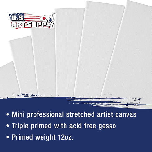 US Art Supply 4" x 6" Mini Professional Primed Stretched Canvas (1-Pack of 12-Mini Canvases)...