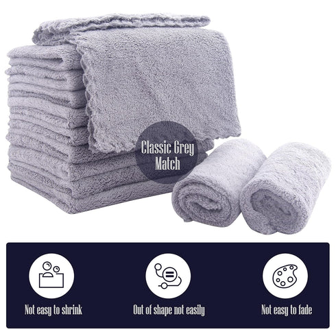 16 Pack Baby Washcloths - Luxury Coral Fleece - Extra Absorbent and Soft Wash Clothes for Newborn, Infants and Toddlers - Suitable for Sensitive S...