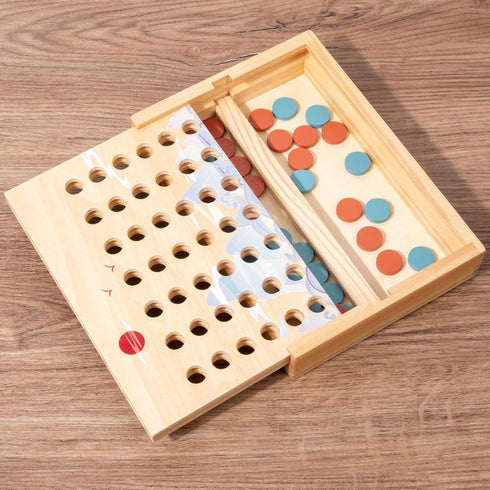 Wooden 4 in a Row Game - Classic Strategy Game for Adults Children-Connecting 4 Same Color Connection Rows- Travel Game Family Checkerboard Game T...