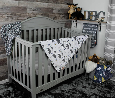 Dear Baby Gear Deluxe Baby Blankets, Custom Minky Print Double Layer, Big Adventure Little Bear and Grey Bears in Trees, 38 Inches by 29 Inches...