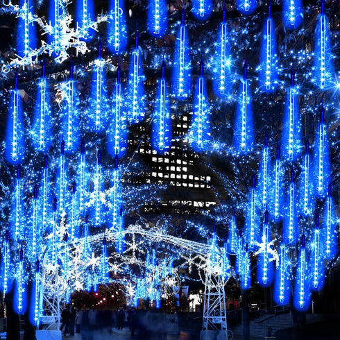 JJGoo Christmas Lights Meteor Shower Rain Lights, 10 Tube 12 inch 240 LEDs Icicle Lights Outdoor Raindrop Lights for Xmas Halloween Wedding Party ...