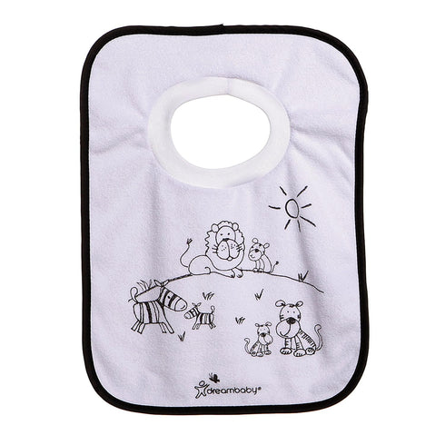 Dreambaby Terry Cloth Cotton Pullover Baby Bibs for Teething Feeding and Drooling - Super Absorbent & Extra Soft - Machine Washable - Jungle Anima...