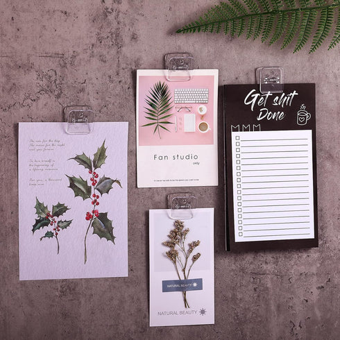 Jetec Self Adhesive Clips, Wall Clips, Shower Curtain Clips, Photo Clips for Paper Flag Hanger Double-Sided Adhesive Spring Clips for Teachers, Po...