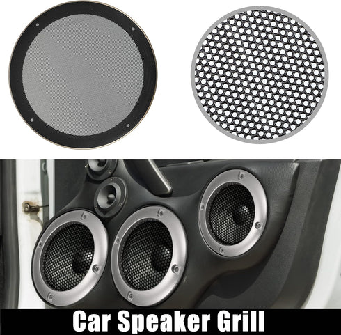 X AUTOHAUX 8 Inch Car Metal Audio Speaker Grill Cover Mesh Woofer Horn Guard Decorative Circle Grille Protector with Screw Gold Tone...