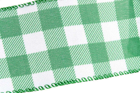 ATRBB Green and White Buffalo Plaid Ribbon Wired Edge Gingham Ribbon for St Patrick's Day Decoration and Bows Craft,10 Yards by 2.5 Inches...