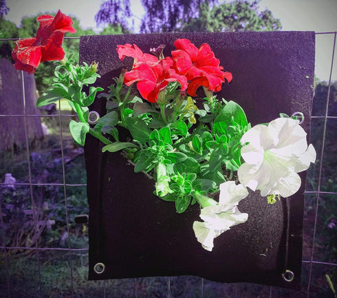 Cloth 2 Pocket Saddlebag Hanging Vertical Garden Fence Bag Planter Pocket for Yard and Garden Home Decoration-Hangs flowers on both sides of The f...