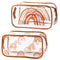 Y1tvei 2Pcs Summer Boho Rainbow Clear PVC Makeup Bag Stylish Brown Fall Theme Plastic Cosmetic Toiletry Bag with Zipper Makeup Case Portable Water...