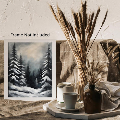 Posterizer 1 pcs-trees and snow in a winter day-in oil painting style-3-Landscape & Nature Art-GIft for Men Women Teens-Dining Room Decor- unframe...