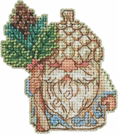 Mill Hill Acorn Gnome Counted Cross Stitch Ornament Kit 2023 Jim Shore Woodland Gnomes JS202314, 3 x 3.5 inches, Multi...
