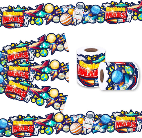 67.9 Ft Space Astronauts Bulletin Board Borders Die-Cut Bulletin Borders Planet Shape Rolled Bulletin Board Trim for School Classroom Office Chalk...