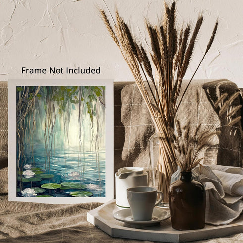 Posterizer 1 pcs-oil painting style-ethereal water lily pont-classics inspired 1-Landscape & Nature Art-Vintage Art-Gift for Art Lovers- unframed ...