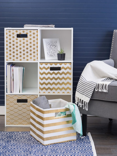 DII Polyester Cube Storage Collection Hard Sided Collapsible, 11x11x11, Gold...