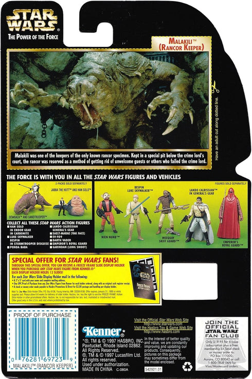 Star Wars The Power of The Force Freeze Frame Malakili (Rancor Keeper) Action Figure 3.75 Inches...