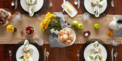 DII Jute Burlap Collection Kitchen Tabletop, Table Runner, 14x108, Ruffle Trim Natural...