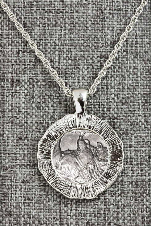 American Coin Treasures Buffalo Nickel Coin Pendant Necklace with Green Enamel | Silvertone 24" Rope Chain for Men & Women | Lobster Claw Clasp | ...
