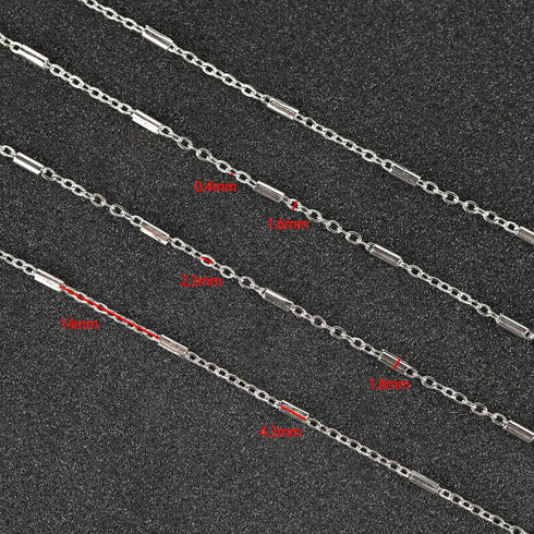UMAOKANG 33 Feet 316 Stainless Steel Chain for Jewelry Making, Silver Tube Bar Curb Link Chain Bulk with Jump Rings Lobster Clasps for Necklace Br...
