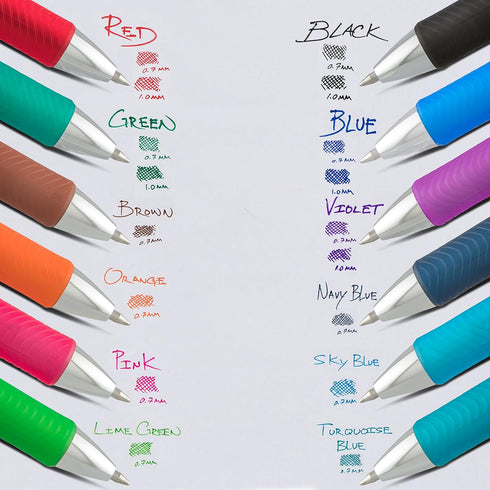 Pentel EnerGel RTX Retractable Liquid Gel Pen, (0.7mm) Medium Line, Metal Tip, Assorted Ink, 10-Pk (BL77BP10M)...
