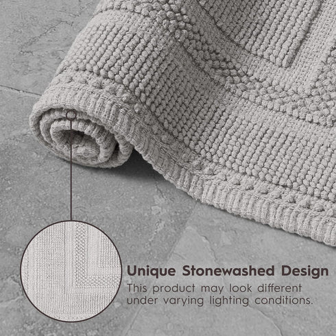 Jean Pierre - Stonewash Racetrack Bath Rug, Cotton, Premium Bathroom Decor, Machine Washable, Highly Absorbent, Measures 17" x 24", Washed Biege...