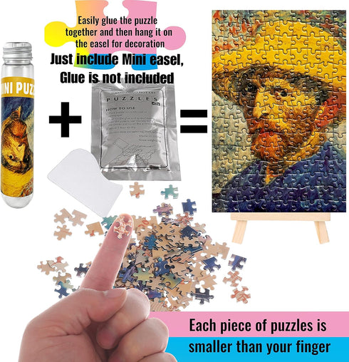 Small Jigsaw Puzzles for Adults 150 Pieces Mini Jigsaw Puzzles Oil Painting Mini Puzzles Tiny Jigsaw Puzzles 6 x 4 Inches,3 Pcs,Mini Easel Include...