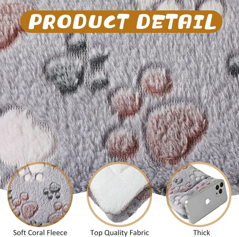 4 Pack Ultra Soft Dog Cat Bed Mat with Cute Prints Reversible Fleece Dog Crate Kennel Pad Cozy Washable Thickened Hamster Guinea Pig Bed Pet Bed M...