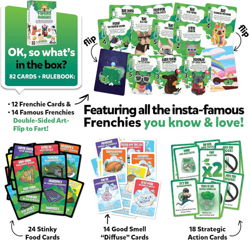 Farting Frenchies - Fast-Paced Strategic Card Game for Kids & Adults - Simple Setup, 20 Min Playtime, 2-4 Players, Ages 7+...