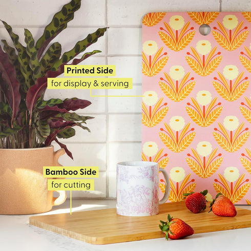 Society6 Bamboo Cutting Board- Kitchen Decor by 83 Oranges - Unique Cutting Boards for Kitchen, 11.5" x 11.5" x 0.5", Peach Season...