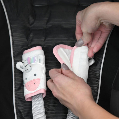 Travel Bug Baby & Toddler 3-Piece Head Support & Strap Covers Set for Car Seats, Strollers & Bouncers … (Unicorn)...