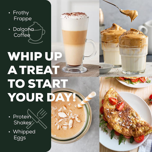 Café Casa Milk Frother for Coffee - 2 Speed Handheld, Battery Operated, Stainless Steel Drink Mixer & Mini Foam Maker - Electric Whisk for Coffee,...