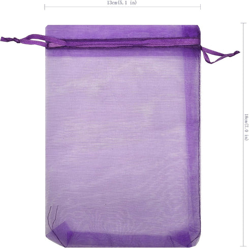 Ankirol 100pcs Sheer Organza Favor Bags 5x7'' For Wedding Gift Bags Samples Display Drawstring Pouches (purple)...