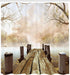 Ambesonne Fall Wooden Foggy Scene Lake River Print Polyester Fabric Shower Curtain - Extra Long, Beige Brown Taupe 69" W By 75" L...