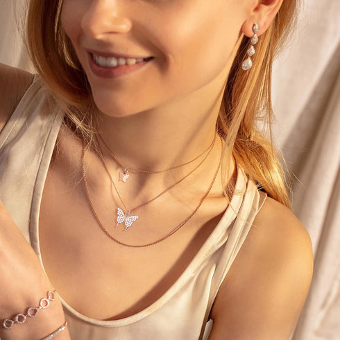 Silver Butterfly Necklace for Women Layered Rose Gold Butterfly Necklace Gold Butterfly Choker Necklace Purple Butterfly Pendant Necklace Silver B...